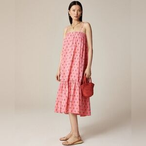 J.Crew X SZ Blockprints Tiered Hem Midi Dress Bright Pink Floral Size Medium